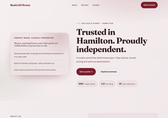 Preview of the apiary website template