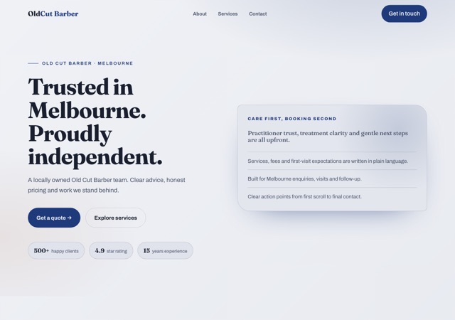 Preview of the barber website template