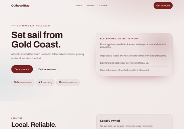 Preview of the boat-engine-service website template