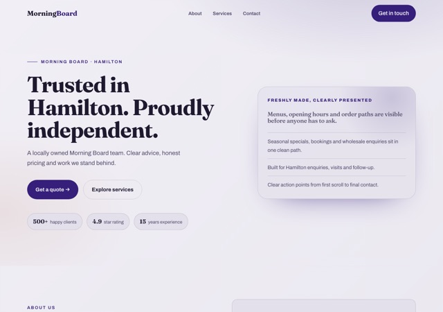 Preview of the breakfast-caterer website template
