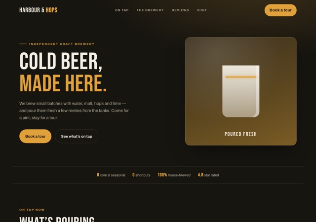 Preview of the brewery website template