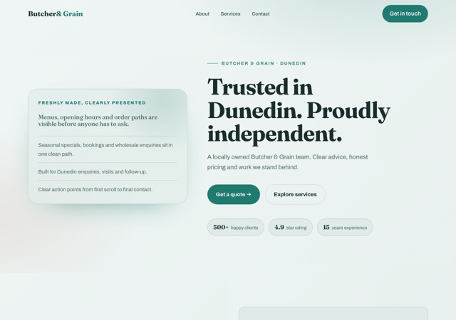 Preview of the butcher website template