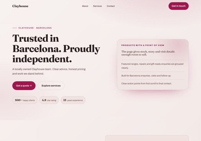 Preview of the ceramics website template