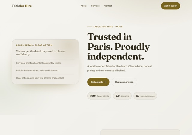 Preview of the chef website template