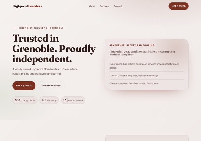 Preview of the climbing website template