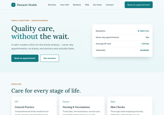 Preview of the clinic website template