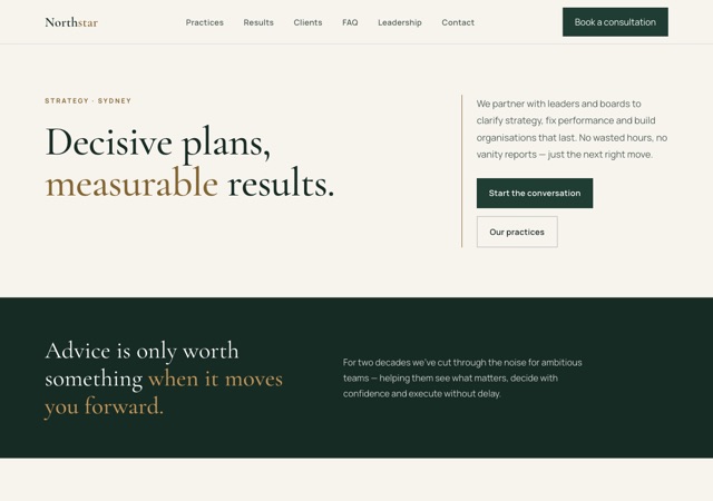 Preview of the consulting website template