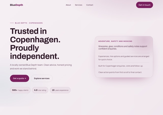 Preview of the dive-school website template