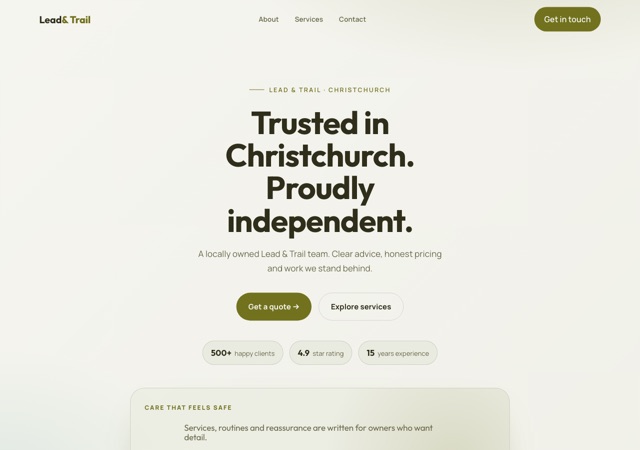 Preview of the dog-walking-team website template