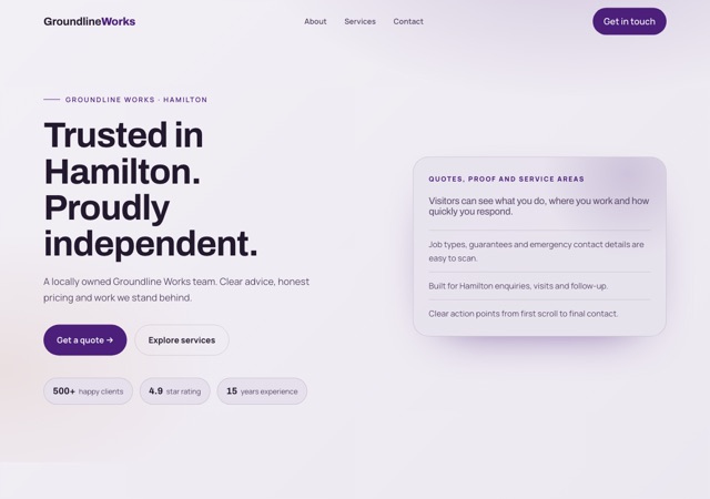 Preview of the earthmoving-contractor website template