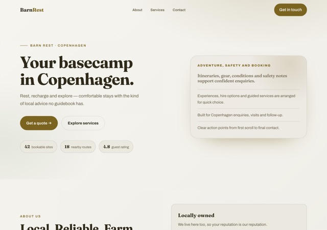 Preview of the farm-stay website template