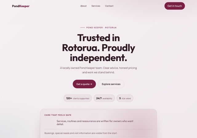 Preview of the fish-pond-care website template