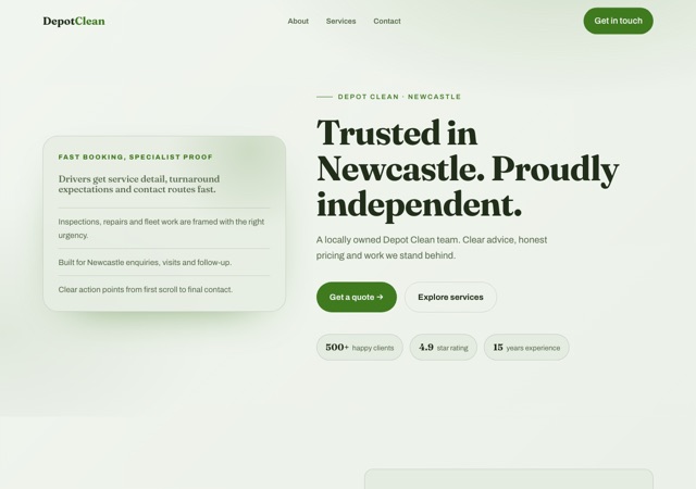 Preview of the fleet-wash website template