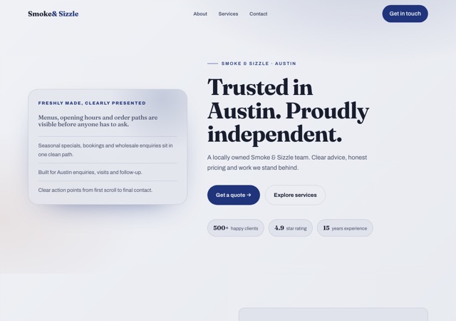 Preview of the foodtruck website template