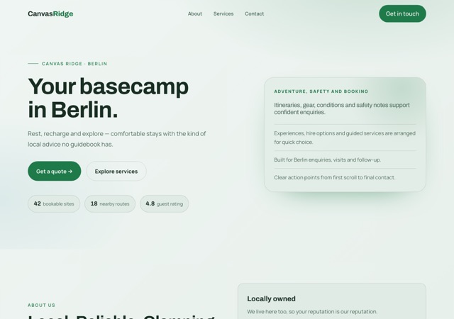 Preview of the glamping-retreat website template