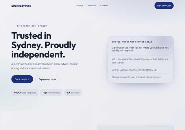 Preview of the hiredbuild website template