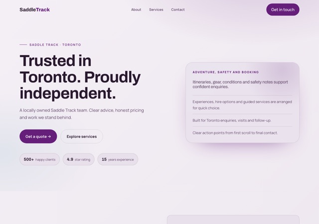 Preview of the horse-trekking website template