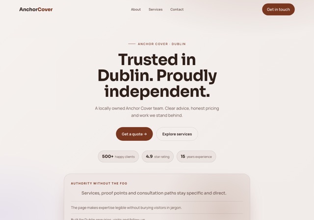 Preview of the insurance website template