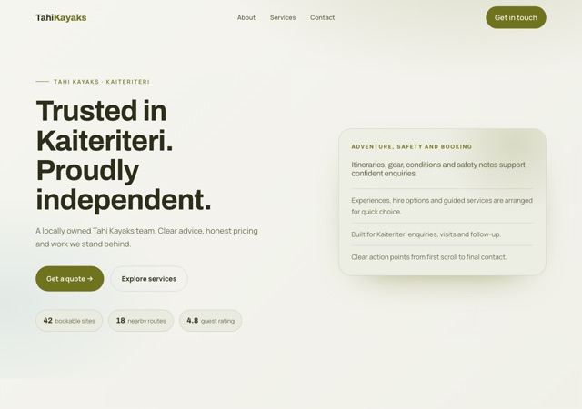 Preview of the kayak website template