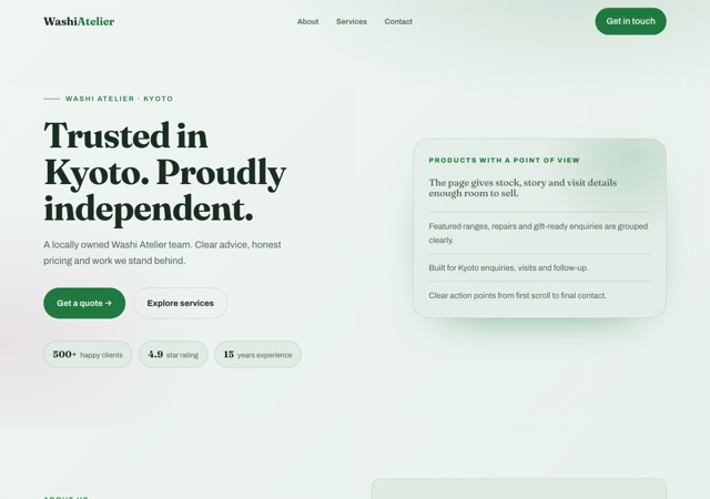 Preview of the kimono website template