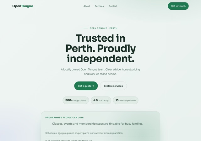 Preview of the language-school website template