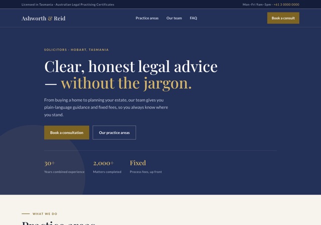 Preview of the legal website template