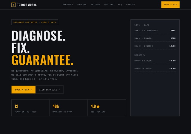 Preview of the mechanic website template