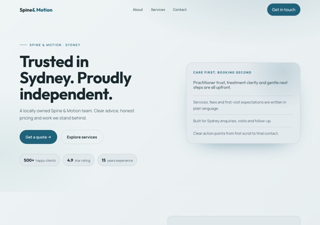 Preview of the osteopath website template
