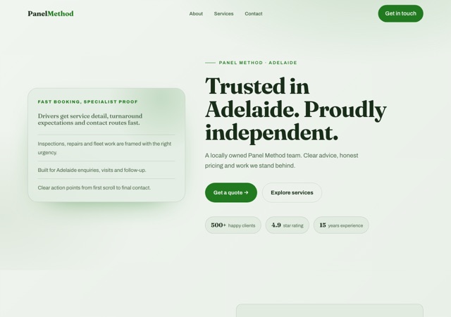 Preview of the panel-beater website template