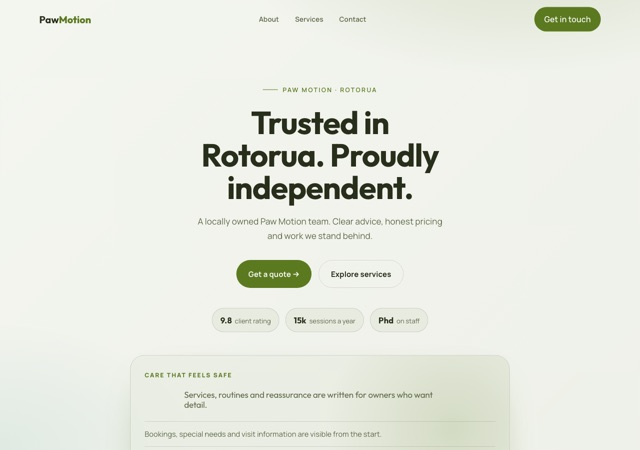 Preview of the pet-physio website template
