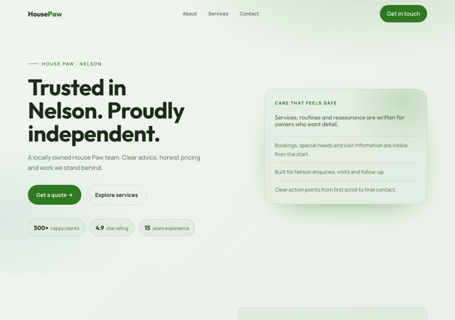 Preview of the pet-sitting-network website template