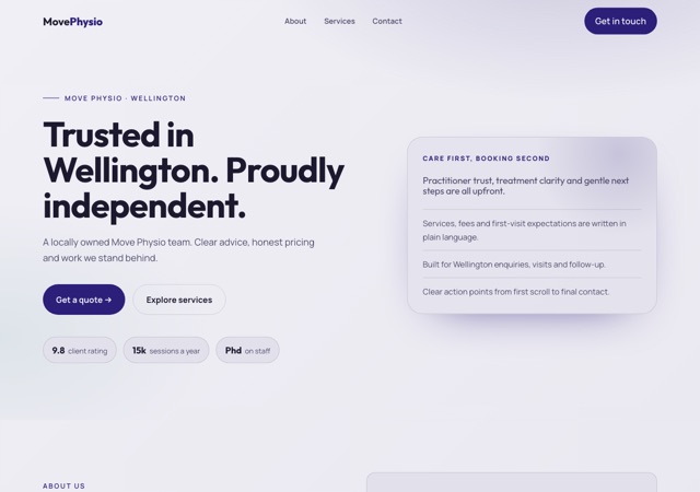 Preview of the physio website template