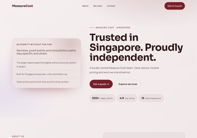 Preview of the quantity-surveyor website template