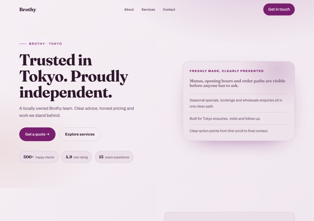 Preview of the ramen website template