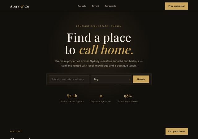 Preview of the realestate website template