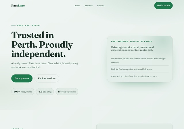 Preview of the roadworthy-inspection website template