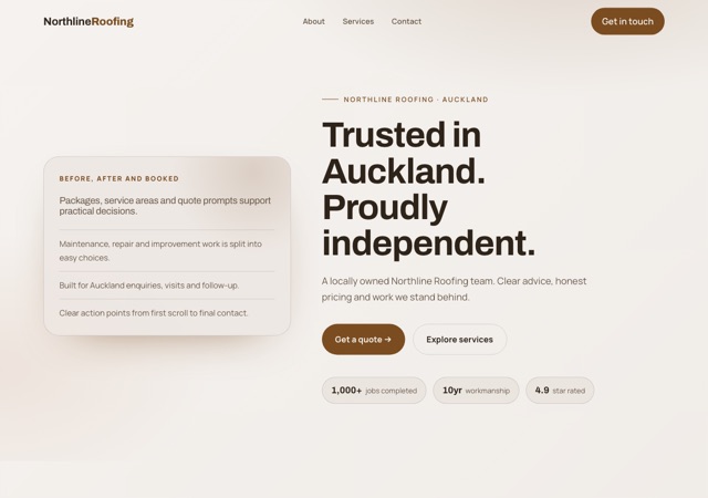 Preview of the roofing website template