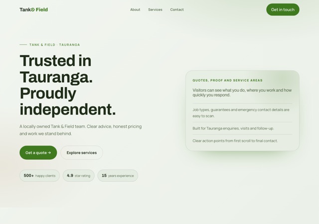 Preview of the septic-services website template