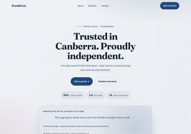 Preview of the sneaker-cleaning website template