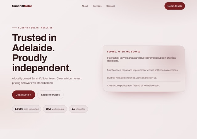 Preview of the solar website template