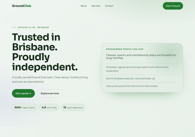Preview of the sports-club website template