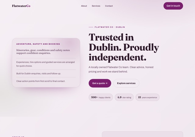 Preview of the stand-up-paddleboard website template
