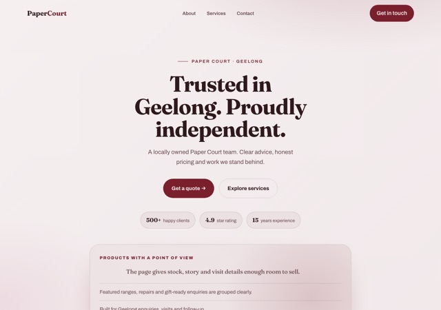 Preview of the stationery-shop website template