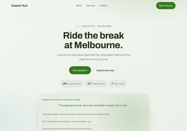 Preview of the surfboard-shaper website template