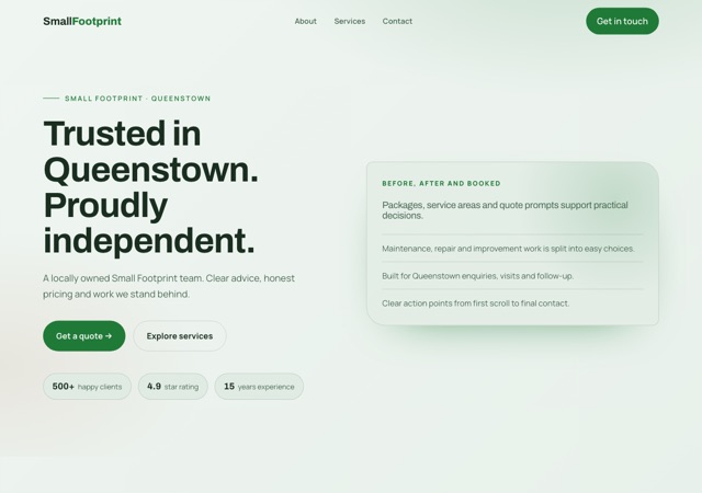 Preview of the tiny-home-builder website template