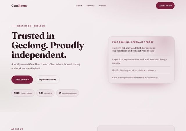 Preview of the transmission-specialist website template