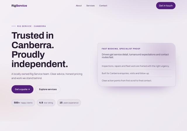 Preview of the truck-servicing website template