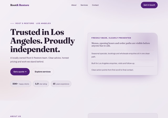 Preview of the vegan website template