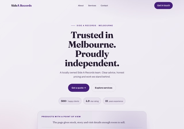 Preview of the vinnyl website template