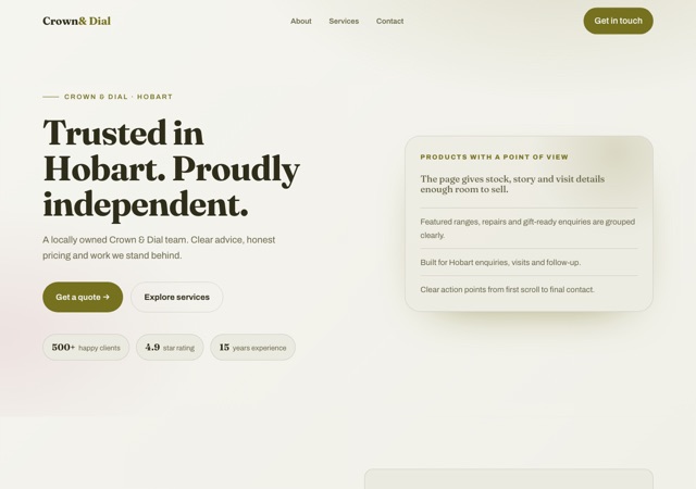 Preview of the watch-retailer website template